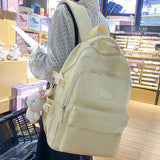 Weiyinxing White Leisure College Backpack Trendy Women Nylon Laptop Book Bag Girl Cute Travel School Bag Fashion Female Cool Student