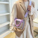 Weiyinxing Crossbody Bag for Women PVC Transparent Single Shoulder Chain Portable Messenger Bags Small Square Satchel Bag Girls Gift