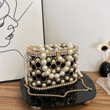 Weiyinxing Luxury Designer Purses And Handbags For Women Hollow-out Basket Pearl Bead Evening Clutch Wedding Party Crossbody Bag 2024