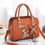 Weiyinxing Flower Handbag For Women PU Leather Shouder Bag Large Capaity Middle-aged Top-handle Bag Shopping Totes Handbag sac