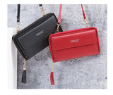 weiyinxing Women Shoulder Strap Bag Multifunction Long Wallet Fashion Tassel HandBag Hasp Card Holder Ladies Small Crossbody Cell Phone Bag
