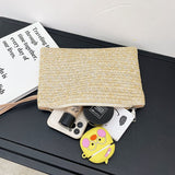 Weiyinxing Women's Woven Handbag 2023 Spring Summer Style Retro Fashion Solid Color Zipper Straw Weaving Clutches Versatile