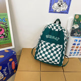 weiyinxing New Letter Printing Women Backpack Female Cool Nylon Travel Bag Fashion Plaid Portable Schoolbag College Girls Bookbag