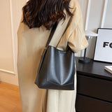Weiyinxing 2 Pcs/set Shoulder Bags for Women 2024 Retro Fashion Designer Trend PU Leather Small Bucket Crossbody Bag Handbags