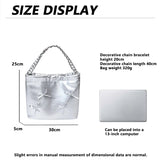 Weiyinxing Silver Bow Crossbody Bags for Women 2024 Korean Fashion Designer Female Bucket Bag Lady Leather Chain Drawstring Handbags