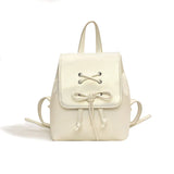 Weiyinxing Tie Design Women's Small 2024 Fashion Backpack Girls School Bag Solid Color Pu Leather Fashion Travel Silver Back Pack