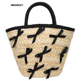 Weiyinxing Capacity Straw Woven Bucket Handbag For Women Cute Luxury Design New Purse Summer Holiday 2023 Casual Trendy Ladies Wallet