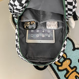 Weiyinxing Female Waterproof Cute Plaid Travel School Bag Girl Laptop College Backpack Women Lattice Backpack Lady Leisure Book Bag