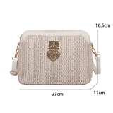 Weiyinxing Straw Crossbody Bags For Women 2024 Handmade Woven Shell Handbags Soft PU Leather Shoulder Bags Female Bohemia Beach Bag