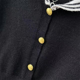 Weiyinxing Sailor Collar College Knit Cardigan Women's Autumn New Preppy Style Vintage Stripe Long Sleeved Short Sweater Coat T326