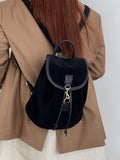 Weiyinxing Velvet Shoulder Bags for Women Small Capacity College Girls Book Backpack School Bag Solid Color Female Travel Handbags