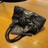 Weiyinxing Korean Gothic Star Girl Black Bag Aesthetic Vintage Fairy Grunge Punk Goth Purse Shoulder Handbags Bucket Tote Bags Women