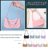 Weiyinxing Women Butterfly Chain Shoulder Bags Pure Color Casual All-match Underarm Bags Elegant Ladies Small Hobos Handbags Purses