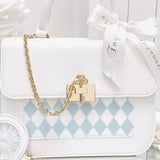 Weiyinxing Cute Lolita Party Itabag 2024 Summer Kawaii Japanese Sweet Bow-knot Handbags for Women White PU Leather Messenger Bag