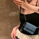 Weiyinxing Denim Mini Messenger Bag Women Summer Rhombic Pattern Casual Y2k Purses Female Vintage Harajuku Solid Crossbody Bags