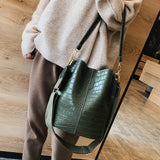 Weiyinxing Vintage Leather Stone Pattern Crossbody Bags For Women 2024 New Shoulder Bag Fashion Handbags And Purses Bucket Bags