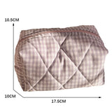 Weiyinxing Checkered Floral Makeup Bag Large Capacity Portable Cosmetic Storage Bag Cotton Quilted Wash Bag Skincare Pouch