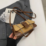 Weiyinxing Women PU Leather Underarm Shoulder Bags Fashion Contrasting Colors Chain Crossbody Bag Lady Vintage Trapeze Handbags