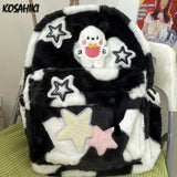 Weiyinxing Kawaii Cute Fluffy Star Backpack Cartoon Contrast Color Plush Dog Women Schoolbag Y2k Aesthetic High-capacity Backpacks