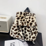 Weiyinxing Luxury Fake Fur Women's Backpack Winter Soft Plush Ladies Schoolbag Solid Color Female Furry Shoulder Bags Handbags