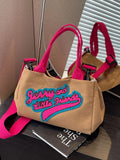 Weiyinxing Large Capacity Canvas Bags Women 2024 New Letter Embroidery Design Student Commuter Handbags Lady Casual Shopping Bag