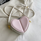 Weiyinxing colors Pu Leather Crossbody Bag Women Handbag Cute Ladies Heart Shaped Shoulder Bag Love Clutch Purse Fashion Small Tote Bag