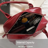 Weiyinxing Red Women's Satchel Hobo Bag Patent Leather Multi Pocket Luxury Designer Handbag Female Shoulder Underarm Bag Tote Purses
