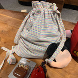 Weiyinxing Striped Cute Drawstring Backpack Causal Japanese Korean Style Shoulders Bag 2024 New Spicy Girl Y2k Backpacks