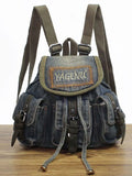 Weiyinxing Vintage Denim Backpack Women Retro Letter Embroidery Casual School Bag Backpacks Female Harajuku Y2k Mochila Aesthetic