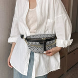 Weiyinxing Style Waist Bag Embroidery Handbag Purse Pu Leather Fanny Pack For Women Boho Beach Crossbody Chest Bag Banana Belt Bags
