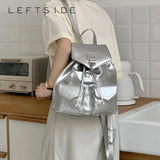 Weiyinxing 2024 Y2K Retro Silver Back Pack Small PU Leather Backpack Women School Bags For Teenagers Girls Luxury Backpacks