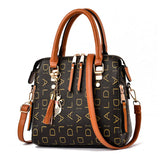 Weiyinxing English Letter Handbag Women PU Leather Tassel Top-handle Bag Luxury Shoulder Bag Large Capacity Lady Tote Design Purse