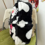 Weiyinxing Kawaii Cute Fluffy Star Backpack Cartoon Contrast Color Plush Dog Women Schoolbag Y2k Aesthetic High-capacity Backpacks