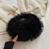 Weiyinxing Women Hobo Bag Luxury Designer Faux Fur Handbag Brand Women Bag Clutches Lady 8 Colors Plush Crossbody Bag Fashion Tote Small