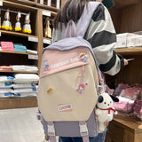 Weiyinxing Badge Kawaii Women Waterproof Laptop Book SchoolBag Girl Nylon Student Backpack Fashion Female Travel College Backpack Cute