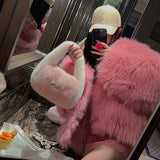 Weiyinxing Women's Soft Plush Shoulder Bag Contrast Color Ladies Faux Fur Clutch Purse Tote Handbags Winter Female Dinner Party Bag