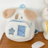 Weiyinxing Cute Puppy Womens Backpack Plush Fluffy Kawaii Small Cartoon College Style Backpack Students Lolita Jk Daily Female Bag