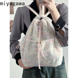 Weiyinxing Small Candy Plush Backpack for Students Class 2024 Autumn/Winter New Girls Korean Fashion Versatile Book Bag