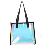 Weiyinxing Big Square Shoulder Bag Fashion Simple Women Transparent PVC Laser Tote Package Large Capacity Beach Shooper Handbag