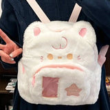 Weiyinxing Cute Puppy Womens Backpack Plush Fluffy Kawaii Small Cartoon College Style Backpack Students Lolita Jk Daily Female Bag