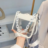 Weiyinxing Crossbody Bag for Women PVC Transparent Single Shoulder Chain Portable Messenger Bags Small Square Satchel Bag Girls Gift