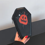 Weiyinxing Coffin Shaped Dark Bolsas Halloween Pumpkin Women Wallet Gothic Skull Multipurpose Cell Phone Purses Personalized Clutch