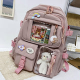 Weiyinxing Aesthetic Women Backpack School Bag for Teen Girls Japanese Korean Rucksack Student Bookbags with Cute Accessor Mochila 0409