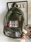 Weiyinxing Y2k Grunge Green Backpack Women Harajuku Patchwork Canvas School Bag Backpacks Female Vintage Casual Mochila Aesthetic