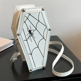 Weiyinxing Women Crossbody Bag Large Capacity Coffin Shape Phone Shoulder Bag Halloween PU Top Handle Bag for Travel Make Up Cosmetic Bag