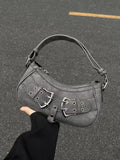 Weiyinxing Sweet Cool Denim Grey Shoulder Bag Women Y2k Grunge Hot Girls Casual Handbag Lady Vintage Versatile Underarm Bag Autumn