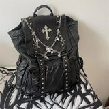 Weiyinxing Grunge Rivet Y2k Backpack Women Gothic Subculture Punk Cross Black Mochila Ladies Vintage Harajuku Backpacks Aesthetic