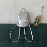 Weiyinxing Y2K Retro Silver Cute Mini Back Pack PU Leather Backpack for Women Korean Fashion School Bags Teenagers Girls Backpacks