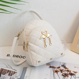 Weiyinxing Backpack for Women Cute Swan Hanging Embroidery Small Backpack Girls PU Leather Bookbag Ladies Casual Satchel Bags Handbag