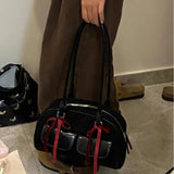 Weiyinxing New Women Y2k Aesthetic Bow Shoulder Bags Vintage Casual Streetwear Fashion Handbags Trendy All Match Simple Underarm Bag